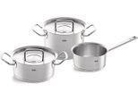 Topf-Set FISSLER "ORIGINAL-PROFI COLLECTION Edelstahl-Topfset", silber (silberfarben), Töpfe, Topf-Set, mit breitem Schüttrand, Kaltmetallgriffen. Made in Germany