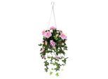 Kunstblume I.GE.A. "Künstliche Blume 'Bougainvillea' mit LED-Girlande 75cm Hängeampel", rosa, B:44cm H:75cm T:38cm, Obermaterial: 90% Polyester, 10% sonstige Fasern, Kunstpflanzen, Kunstblume, Kunstpflanze Schmetterlingsflieder Balkonpflanze Deko Party Hochzeit