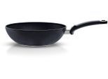 Wok FISSLER "Adamant", schwarz, H:12,5cm L:46cm Ø:26cm, Pfannen, Wok, kratzfest, Made in Germany