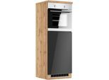 Backofen/Kühlumbauschrank KOCHSTATION "KS-Virginia,neu in verbesserter Ausführung", schwarz (hochglanz schwarz, wotaneiche), B:60cm H:166cm T:60cm, MDF, Schränke, Backofen/Kühlumbauschrank, Maße (B/H/T): ca. 60/166/60 cm, Türanschlag frei wählbar
