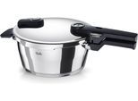Schnellkochtopf FISSLER "VitaquickElemental Dampfkochtopf Premium Drucktopf", silber, B:29,5cm H:17,5cm L:39,5cm Ø:22cm, Töpfe, Schnellkochtopf, Schnellkochtopf mit 2 Garstufen und Superthermic Boden
