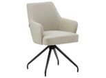 Livetastic , Schwarz, Beige , Holz, Metall, Leder , Echtleder , Rindleder , Pappel , Sperrholz , 57.5x83.5x63 cm , Sitzfläche 360° drehbar, inklusive Armlehnen ,