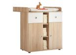 Möbelix , Weiß, Sonoma Eiche , Holzwerkstoff , 2 Fächer , 2 Schublade(n) Schubladen , 89x101x78 cm , Baby, Babyzimmer, Wickelkommoden
