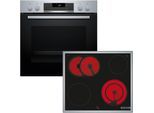 BOSCH Elektro-Herd-Set "HND271AS64", Energieeffizienz: A+, schwarz (edelstahl, schwarz), Herdsets, LED-Touch-Control & zuschaltbare Bräterzone für große Bräter, Elektro-Herd-Set