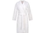 Unisex-Bademantel ESPRIT "Mono, ideal für Sauna & Spa, Hotelbademantel, Morgenmantel" Gr. XS, weiß, L:104cm, Webfrottier, Hausmäntel, Unisex-Bademantel, mit Schalkragen & Logostickerei