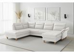 Wohnlandschaft SIT & MORE "Pamela, U-Form, B: 292 cm, Leder", reinweiß, B:292cm H:90cm T:212cm, Sofas, Wohnlandschaft