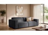 3-Sitzer OTTO HOME "Avelin, 228 cm, Chenille, Struktur-Boucle", grau (dunkelgrau), B:228cm H:75cm T:96cm, 100% Polyester, Sofas, 3-Sitzer, mit Wellenunterfederung, Kedernaht, bodentief, Skandi-Design