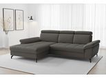 Ecksofa SIT & MORE "Vanity L-Form, B: 264 cm, Leder", grau (anthrazit), B:264cm H:84cm T:181cm, Sofas, Ecksofa, Inkl.Sitz-,Kopf-und Armteilverstellung