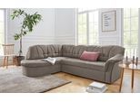 Ecksofa DOMO COLLECTION "Pegnitz, zeitlose und elegante Rückensteppung, Breite 246cm, L-Form", grau (stone), B:246cm H:82cm T:180cm, 100% Polyester, Sofas, Ecksofa, wahlweise mit Bettfunktion