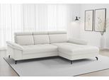 Ecksofa SIT & MORE "Vanity L-Form, B: 264 cm, Leder", weiß (reinweiß), B:264cm H:84cm T:181cm, Sofas, Ecksofa, Inkl.Sitz-,Kopf-und Armteilverstellung