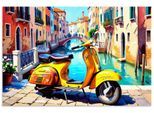 Wandbild ARTLAND "Reise nach Venedig mit dem Motorroller", gelb (farbe bild(er): farbig), B:60cm H:40cm, Bilder, als Alubild, Leinwandbild, Poster, Wandaufkleber in verschied. Größen
