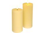 LED-Kerze I.GE.A. "LED Echtwachskerze 2er Set", beige (creme), B:8cm H:17,5cm Ø:8cm, Wachs, Kerzen, LED-Kerze, Mit Timer Flackernd Stumpenkerze Adventskerzen Adventskranz