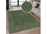 Hochflor-Teppich OTTO HOME "Silky, besonders weich und kuschelig, sehr dichte Qualität", grün (dunkelgrün), B:40cm H:33mm L:60cm, Kunstfaser, Teppiche, rutschhemmend beschichtet, waschbar, uni, Wohnzimmer, Schlafzimmer