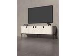 Lowboard OTTO HOME "Rondo TV-Board, TV-Kommode, TV-Schrank, TV-Unterschrank, TV-Möbel", beige (cashmere farbe), B:180cm H:60cm T:46cm, Holzwerkstoff, MDF, Metall, Sideboards, Lowboard, UV lackiert, Soft Close Funktion, Metallrahmen als Basis des Elements