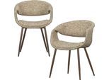 Esszimmerstuhl WOOOD "Yossi mit Gewebtem Bezug und Armlehnen B 57 x T 57 x H 78 cm (2er-Set)", beige (sand, kupfer), B:57cm H:78cm T:57cm, Holzwerkstoff, Metall, Stühle, Esszimmerstuhl, Maximale Verschleißfestigkeit, Tragkraft 136 kg, Pfleiglicht