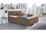 Boxspringbett HAPO "ATLANTA mit hohem Kopfteil", hellbraun, B:190cm L:210cm, Komplettbetten, Boxspringbett, erhältlich in verschiedenen Breiten, Farben & Matratzenarten