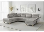 Wohnlandschaft SIT & MORE "Pamela, U-Form, B: 292 cm, Leder", light grau, B:292cm H:90cm T:212cm, Sofas, Wohnlandschaft
