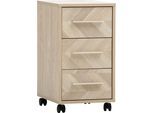 Rollcontainer SCHILDMEYER "AREZZO, 3 Schubkästen, fühlbare Holzstruktur, MADE IN GERMANY", eiche hell, eiche chevron, B:32,6cm H:59,7cm T:39,1cm, Holzwerkstoff, Rollwagen, Rollcontainer, Schubkastenfronten in Fischgräten Dekor, Made in Germany