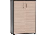Aktenschrank SCHILDMEYER "METZ, 2 Türen in Canello, Höhe 113,4 cm, 6 Fächer, MADE IN GERMANY", beige (anthrazit, canello), B:80,1cm H:113,4cm T:38,2cm, FSC-zertifizierter Holzwerkstoff, Schränke, Aktenschrank, Fronten in Canello, MADE IN GERMANY