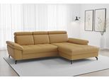 Ecksofa SIT & MORE "Vanity L-Form, B: 264 cm, Leder", beige (curry), B:264cm H:84cm T:181cm, Sofas, Ecksofa, Inkl.Sitz-,Kopf-und Armteilverstellung