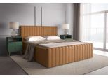 Polsterbett OTTO HOME "MOIVRE, vertikale Steppung in Rillenoptik, wahlweise mit Bettkasten", gelb, B:201cm H:112cm L:220cm, 100% Polyester, Betten, Polsterbett, Stauraumbett, gepolstertes Kopfteil, ohne Matratze, modernes Design