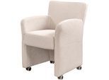 Sessel EXXPO - SOFA FASHION "Cortado, Loungesessel auf Rollen, schmale Armlehnen, bequem", beige, B:66cm H:85cm, Webstoff fein (Zusammensetzung: 95% PES, 10 NY), Sessel, Sessel, hohe Bodenfreiheit, schöne Detailverarbeitung