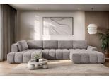 Wohnlandschaft OTTO HOME "AZITA U-Form, Breite 363 cm - OTTO. Verlässliche Qualität.", grau (taupe), B:363cm H:87cm T:167cm, 100% Polyester, Sofas, Wohnlandschaft, wahlweise als Schlafsofa mit Bettkasten, Bubble-Optik