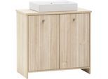 Waschtisch SCHILDMEYER "SONDERBY, 2 Türen, Breite 83,2 cm, MADE IN GERMANY", weiß eiche, eiche hell, B:83,2cm H:89,4cm T:45cm, Holzwerkstoff, Waschtische, Waschtisch, Seilgriffe im maritimen Look, MADE IN GERMANY
