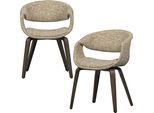 Esszimmerstuhl WOOOD "Yossi mit Gewebtem Bezug und Holzgestell B57 x T57 x H78 cm (2er-Set)", beige (sand, braun), B:57cm H:78cm T:57cm, Holzwerkstoff, Stühle, Esszimmerstuhl, Tragkraft 136 kg, maximale Verschleißfestigkeit, Pfleiglicht
