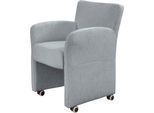 Sessel EXXPO - SOFA FASHION "Cortado, Loungesessel auf Rollen, schmale Armlehnen, bequem", grau (dunkelgrau), B:66cm H:85cm, Webstoff fein (Zusammensetzung: 95% PES, 10 NY), Sessel, Sessel, hohe Bodenfreiheit, schöne Detailverarbeitung