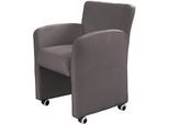 Sessel EXXPO - SOFA FASHION "Cortado, Loungesessel auf Rollen, schmale Armlehnen, bequem", grau (mouse), B:66cm H:85cm, Samtvelours (Zusammensetzung: 100% PES), Sessel, Sessel, hohe Bodenfreiheit, schöne Detailverarbeitung