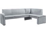 Eckbank EXXPO - SOFA FASHION "Cortado, elegant und modern mit hohem Sitzkomfort", grau (dunkelgrau), B:245cm H:88cm T:156cm, Webstoff fein (Zusammensetzung: 95% PES, 10 NY), Sitzbänke, Eckbank, hohe Bodenfreiheit, schöne Detailverarbeitung, wahlweise Lederbezug