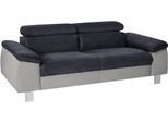 3-Sitzer COTTA "Komaris, B: 193 cm", argent, schwarz, B:193cm T:104cm, Microfaser PRIMABELLE (100% Polyester);Kunstleder SOFTLUX;Feinstruktur (100% Polyester);Kunstleder SOFTLUX/Struktur (100% Polyester);NaturLEDER, Sofas, 3-Sitzer, mit Kopfteilverstellung
