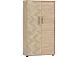 Aktenschrank SCHILDMEYER "AREZZO, Höhe 150 cm, 2 Türen, Fischgräten Dekor, MADE IN GERMANY", braun (eiche hell, fischgräte), B:80,1cm H:150cm T:38,2cm, FSC-zertifizierter Holzwerkstoff, Schränke, Aktenschrank, Linke Tür in Fischgräten Dekor, MADE IN GERMANY