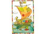 Wanddekoobjekt LUCKYLINDE "Der kleine Bär und der kleine Tiger auf dem Segelboot", bunt, B:20cm H:30cm T:0,3cm, Blech, Wanddekoobjekte, Wanddekoobjekt, Exklusive JANOSCH Kindermotive, Stahlschild
