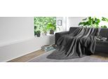 Wohndecke KINZLER "Demi Flausch", grau (anthrazit), B:150cm L:200cm, Polyester, Wohndecken, Wohndecke, Uni Farben, mit Wendefunktion, Kuscheldecke, 150x200 cm