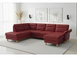 Wohnlandschaft SIT & MORE "Pamela, U-Form, B: 292 cm, Leder", merlot, B:292cm H:90cm T:212cm, Sofas, Wohnlandschaft