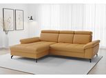 Ecksofa SIT & MORE "Vanity L-Form, B: 264 cm, Leder", beige (curry), B:264cm H:84cm T:181cm, Sofas, Ecksofa, Inkl.Sitz-,Kopf-und Armteilverstellung