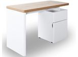 Schreibtisch JAHNKE "CU-LIBRE 120", braun (riviera eiche, weiß, weiß, riviera eiche), B:120cm H:76cm T:55cm, Tische, Schreibtisch, platzsparender Arbeitsplatz