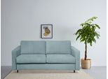 Schlafsofa OTTO HOME "Virming", blau (sapphire), B:188cm H:90cm T:98cm, 100% Polyester, Sofas, Schlafsofa, Dauerschlaf-Funktion mit Unterfederung und Matratze