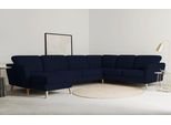 Wohnlandschaft OTTO HOME "MARSEILLE XXL 349cm, U-Form, Ottomane rechts/links wählbar", blau, B:349cm H:88cm T:242cm, Struktur fein (58% Polyester, 22% Polypropylen);Filzoptik (100% Polyester);Webstoff (100% Polyester), Sofas, Wohnlandschaft, Massivholzbeine Eiche, Landhausstil, Wellenunterfederung