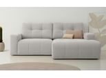 Ecksofa OTTO HOME "Turnon, Lounge-sofa, Breite 221 cm", grau (light grau), B:221cm H:84cm T:153cm, 100% Polyester, Sofas, Ecksofa, Chenille, mit Knopf- und Doppelsteppung, elegantes Aussehen
