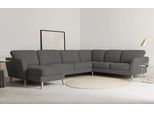 Wohnlandschaft OTTO HOME "MARSEILLE XXL 349cm, U-Form, Ottomane rechts/links wählbar", grau (dunkelgrau), B:349cm H:88cm T:242cm, Struktur fein (58% Polyester, 22% Polypropylen);Filzoptik (100% Polyester);Webstoff (100% Polyester), Sofas, Wohnlandschaft, Massivholzbeine Eiche, Landhausstil, Wellenunterfederung