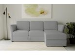 Ecksofa OTTO HOME "Lavars, L-Form, Schlafsofa", grau (warm grau), B:242cm H:90cm T:155cm, 62% Polypropylene, 38% Polyester, Sofas, Ecksofa, mit Bettfunktion und Stauraum, in zwei verschiedenen Bezugsqualitäten