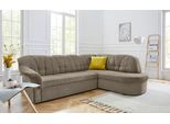 Ecksofa DOMO COLLECTION "Pegnitz, zeitlose und elegante Rückensteppung, Breite 246cm, L-Form", braun (schlamm), B:246cm H:82cm T:180cm, 95% Polyester, 5% Nylon, Sofas, Ecksofa, wahlweise mit Bettfunktion