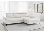 Ecksofa SIT & MORE "Vanity L-Form, B: 264 cm, Leder", weiß (reinweiß), B:264cm H:84cm T:181cm, Sofas, Ecksofa, Inkl.Sitz-,Kopf-und Armteilverstellung