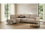 Ecksofa OTTO HOME "Tournon, L-Form, Breite 256 cm, Webstoff, Chenille", braun (cappuccino), B:256cm H:85cm T:198cm, 100% Polyester, Sofas, Ecksofa, Designsofa im nordischen Stil, Wellenunterfederung, Metallfüße