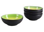 Schüssel CREATABLE "Hot, Smoothie Bowl 4-tlg.", grün (schwarz, grün, gelb), B:23cm H:23cm T:24cm Ø:16,5cm, Steinzeug, Schüsseln, Schüssel, Moderne Coupeform, außergewöhnliches Design