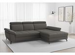 Ecksofa SIT & MORE "Vanity L-Form, B: 264 cm, Leder", grau (anthrazit), B:264cm H:84cm T:181cm, Sofas, Ecksofa, Inkl.Sitz-,Kopf-und Armteilverstellung