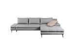 Mid.you , Silberfarben , Textil , Erle , massiv , Uni , seitenverkehrt montierbar, L-Form , 313x215 cm , Made in EU , Schlafen auf Sitzhöhe, Rücken echt ,